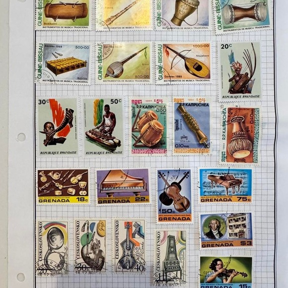 Other - Vintage Postage Stamps - Musical Instruments
